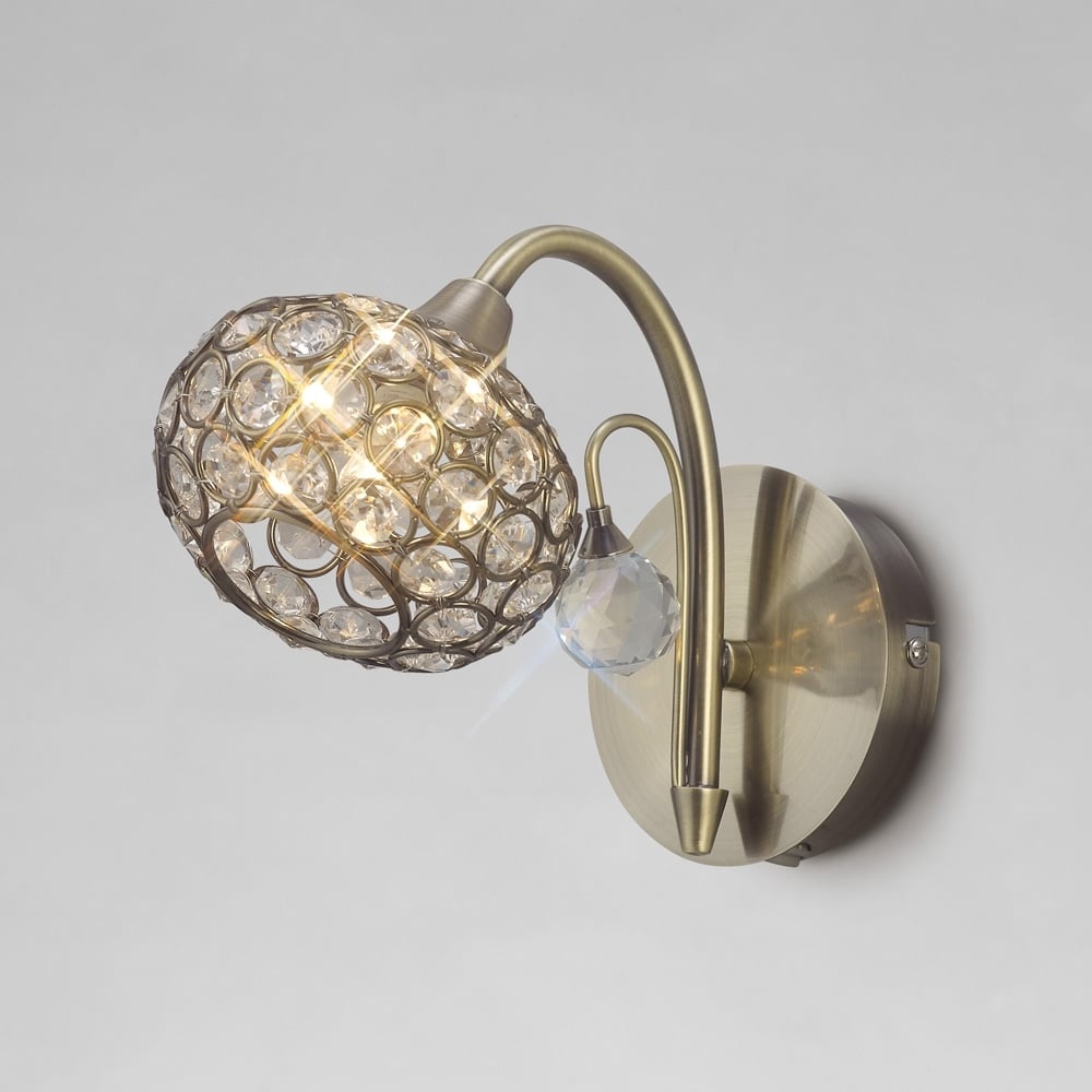 Diyas IL30941 Cara Wall Lamp Antique Brass/crystal (S)