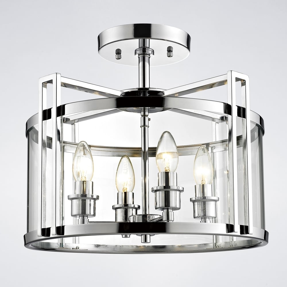 Diyas IL31081 Eaton Semi Ceiling Chrome/glass (S)