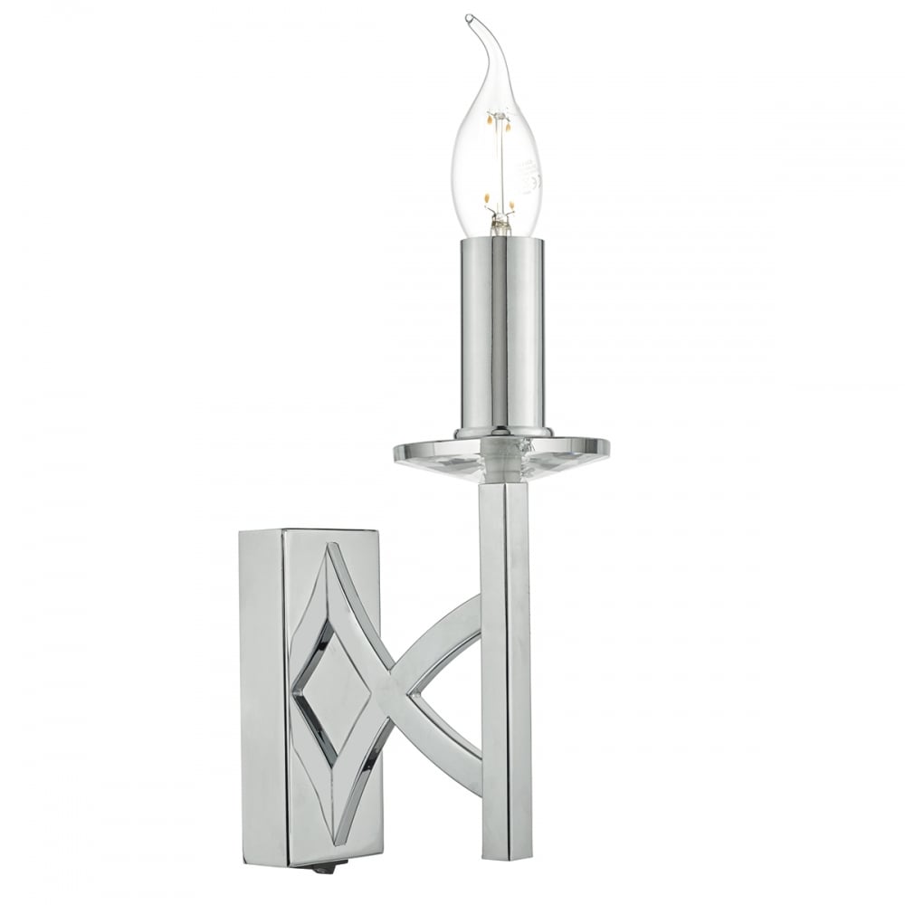 Dar LYO0750 Lyon Single Wall Bracket Polished Chrome/Crystal (S)