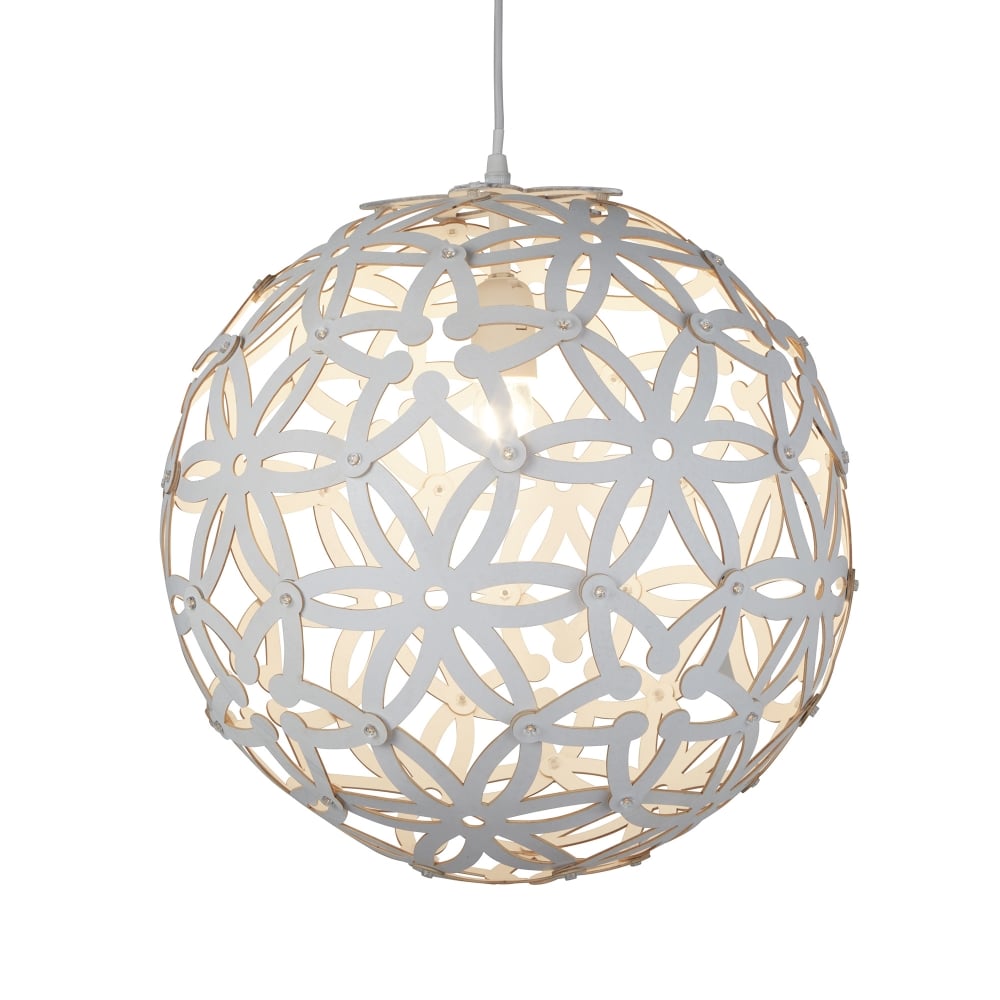 Searchlight 3161-40WH Avalon 1 Light Large Wood Pendant White (SD)