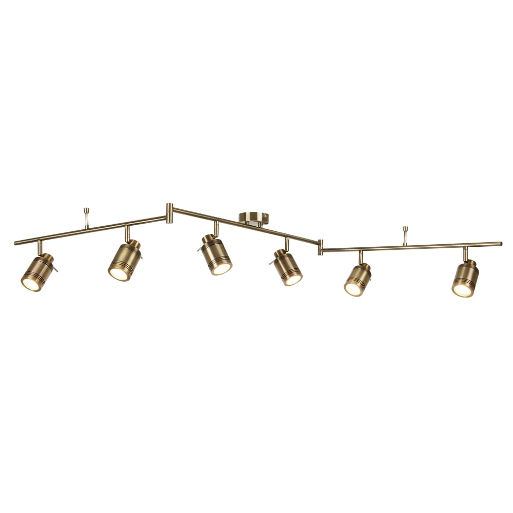 Searchlight 6606AB Samson 6 Light Ip44 Bathroom Spot Split-bar Antique Brass (S)