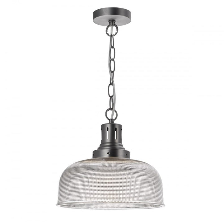 Dar Wisebuys Dar TAC0161 Tack 1 Light Glass Pendant Industrial Nickel (S)