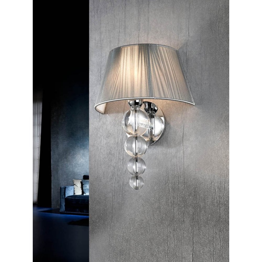 Schuller 663676 Mercury 1 Light Wall Light Chrome Clear Silver (S)