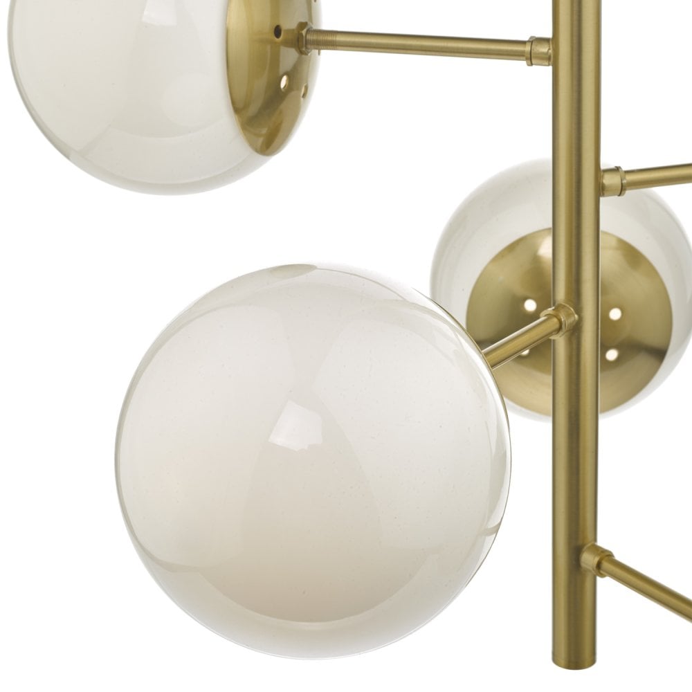 Dar BOM0535 Bombazine 5 Light Pendant Natural Brass Opal Glass (S)