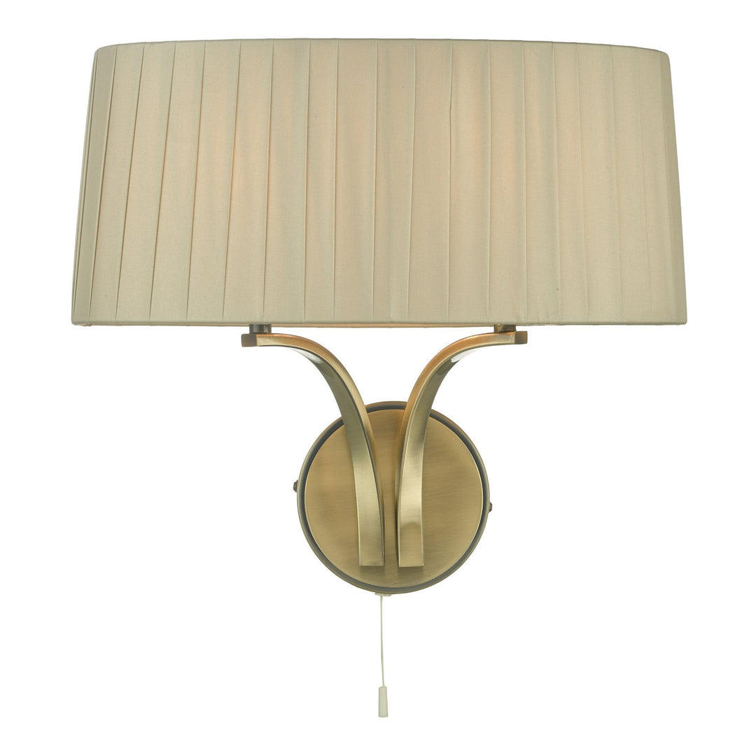 Dar CRI0929 Cristin 2 Light Wall Light Antique Brass With Taupe Shade (S)