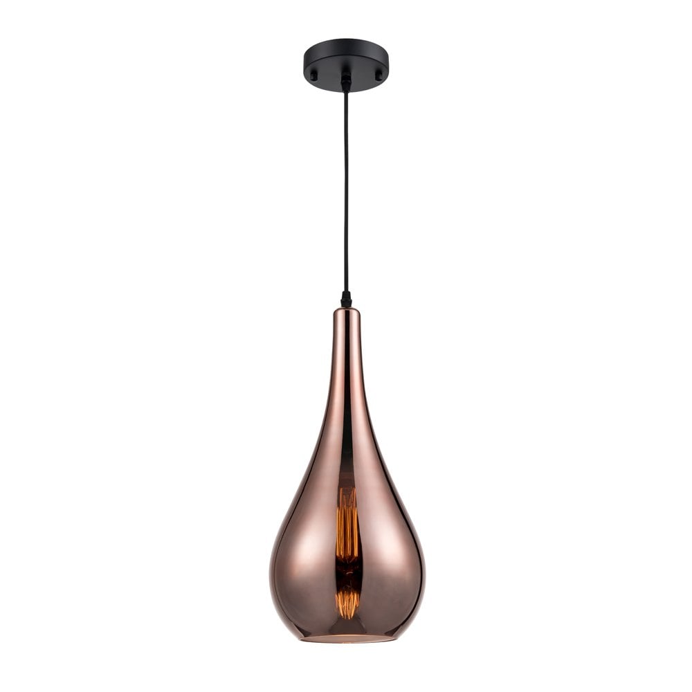 Franklite PCH189 Droplet 1 Light Pendant Copper (S)
