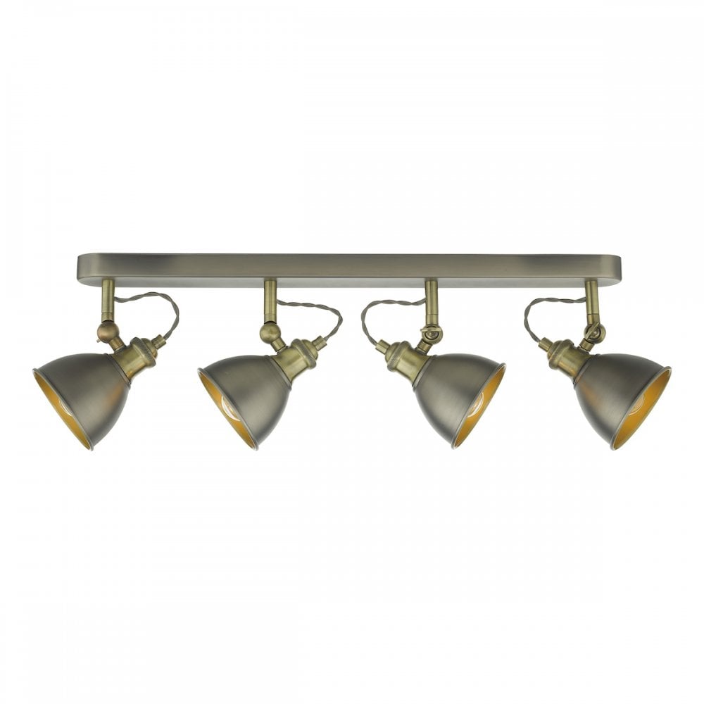 Dar GOV8461 Governor 4 Light Bar Spotlight Antique Chrome Antique Brass (S)