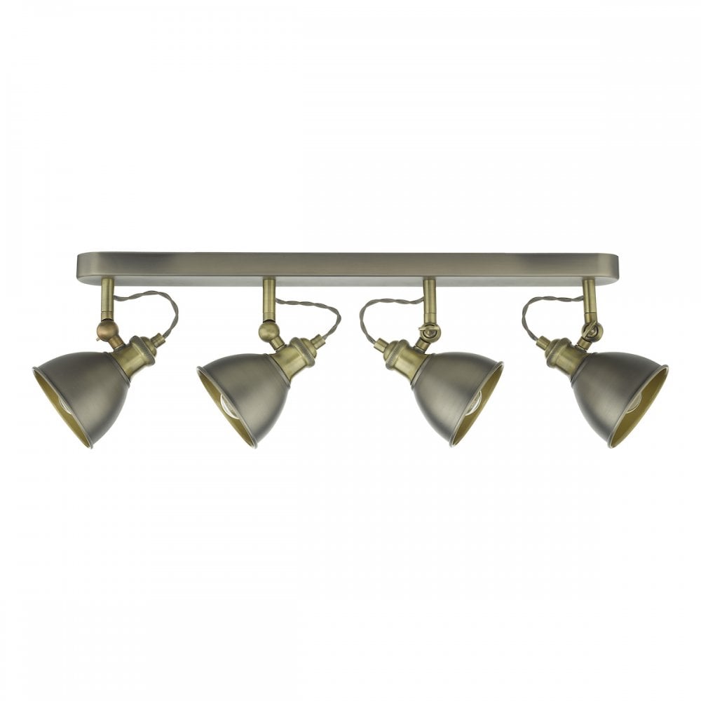 Dar GOV8461 Governor 4 Light Bar Spotlight Antique Chrome Antique Brass (S)