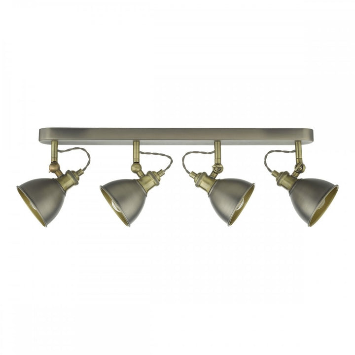 Dar GOV8461 Governor 4 Light Bar Spotlight Antique Chrome Antique Brass (S)