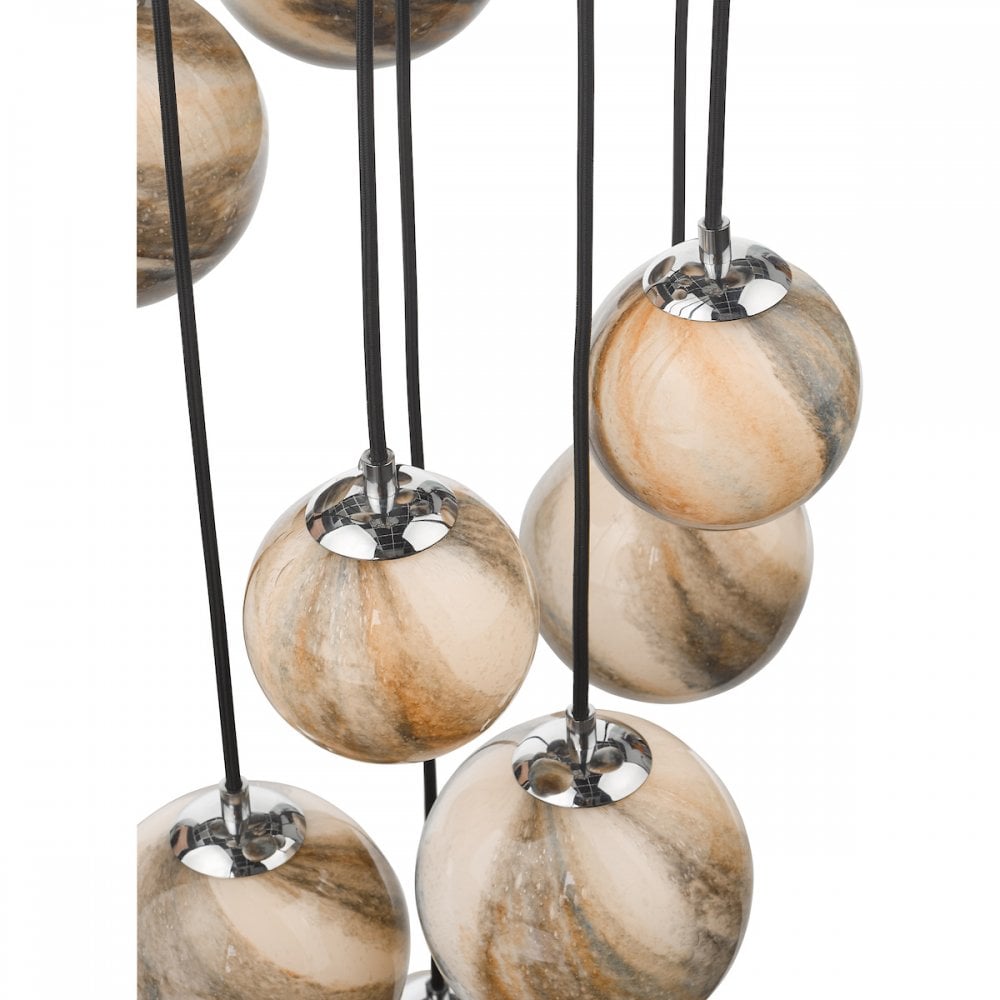 Dar MIK1250 Mikara 12 Light Cluster Pendant Polished Chrome Glass 2.5M (S)