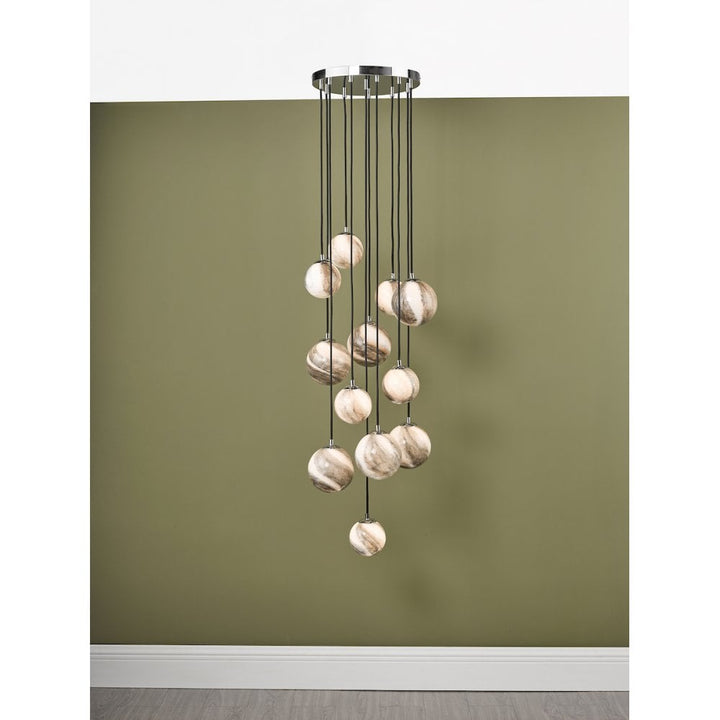Dar MIK1250 Mikara 12 Light Cluster Pendant Polished Chrome Glass 2.5M (S)