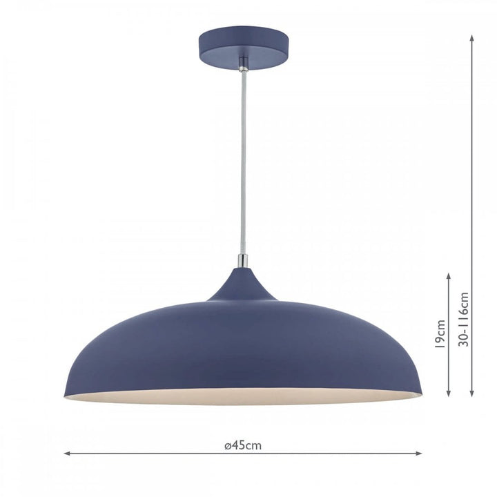 Dar Wisebuys Dar KAE0123 Kaelan 1 Light Pendant Blue And White (S)