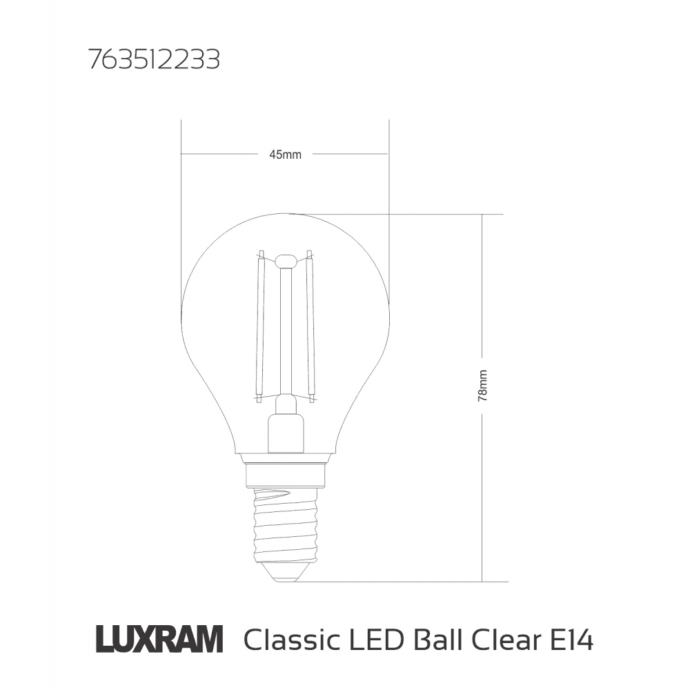 Luxram Value Classic Pack Of 5 E14 Golf Ball LED Dimmable 4W Warm White 2700K