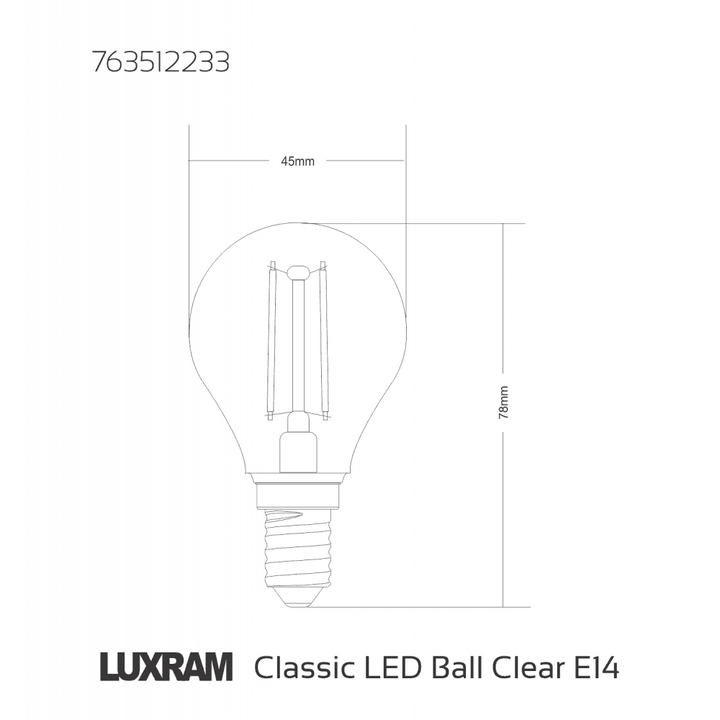 Luxram Value Classic Pack Of 5 E14 Golf Ball LED Dimmable 4W Warm White 2700K