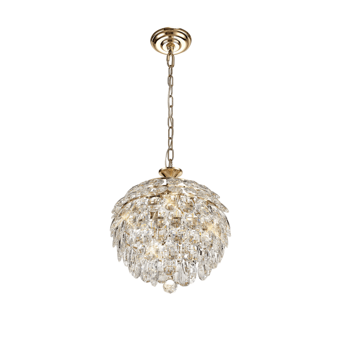Diyas IL32803 Coniston Pendant 3 Light French Gold Crystal (S)