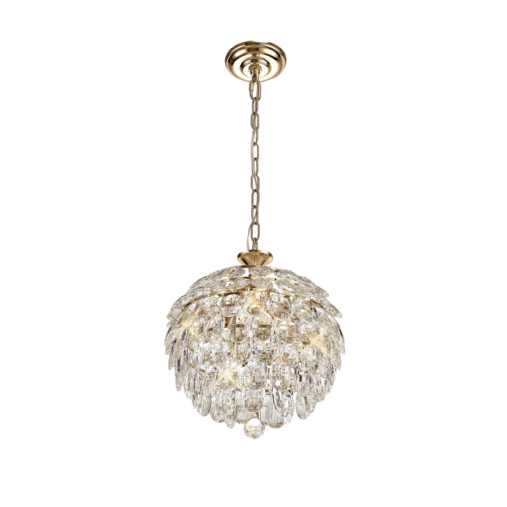 Diyas IL32803 Coniston Pendant 3 Light French Gold Crystal (S)