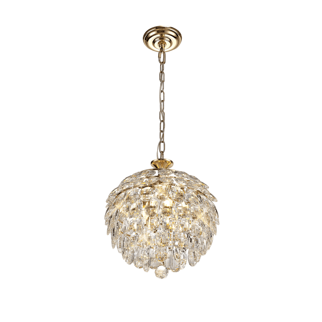Diyas IL32803 Coniston Pendant 3 Light French Gold Crystal (S)