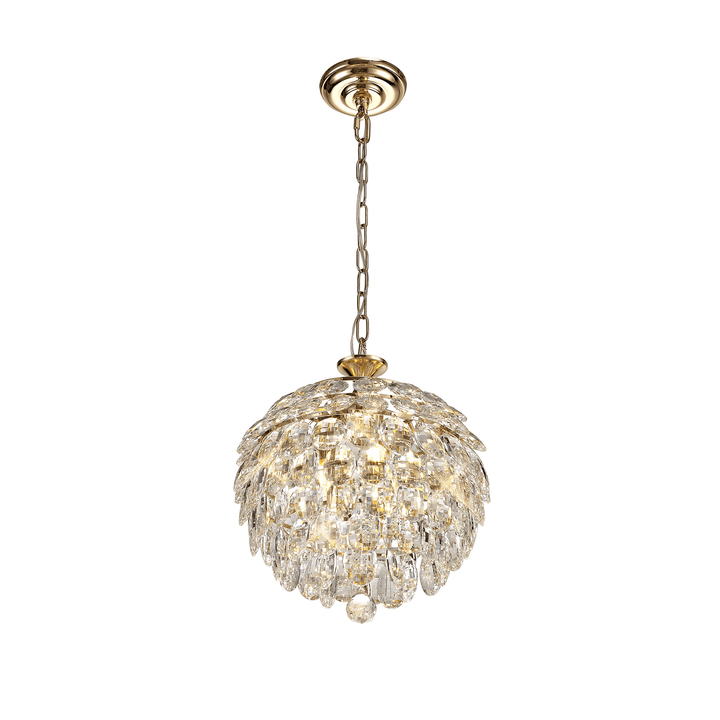 Diyas IL32803 Coniston Pendant 3 Light French Gold Crystal (S)