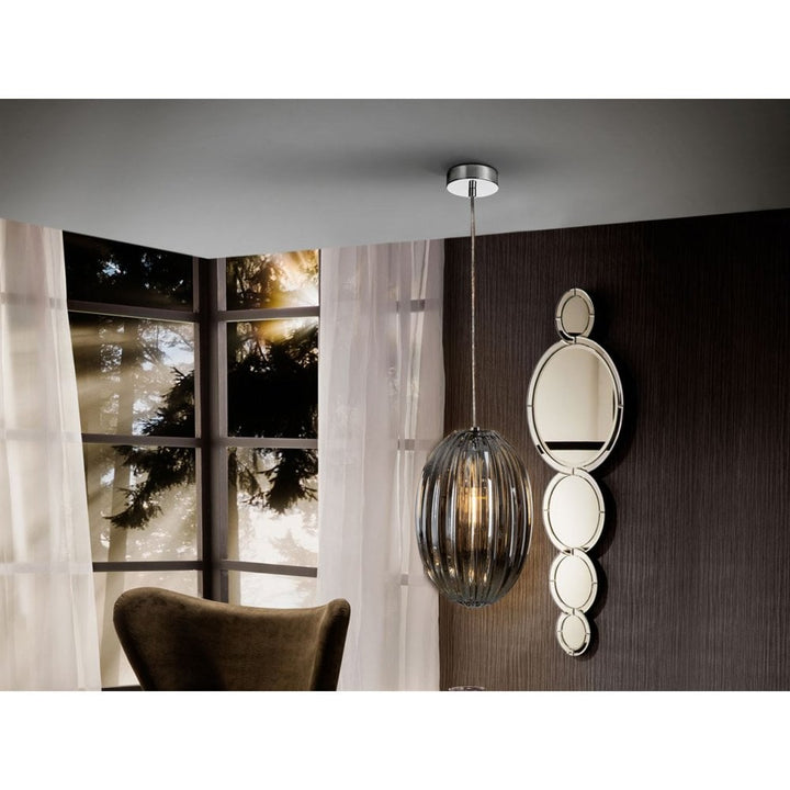 Schuller 752176 Ovila 1 Light Pendant Light Grey Glass (S)