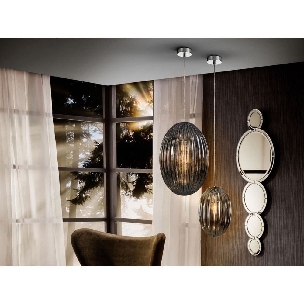 Schuller 752176 Ovila 1 Light Pendant Light Grey Glass (S)