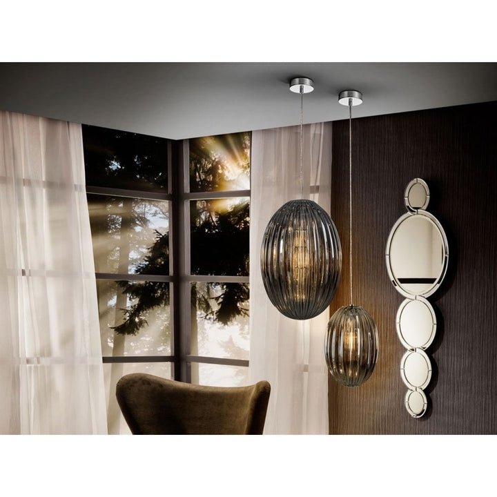 Schuller 752176 Ovila 1 Light Pendant Light Grey Glass (S)