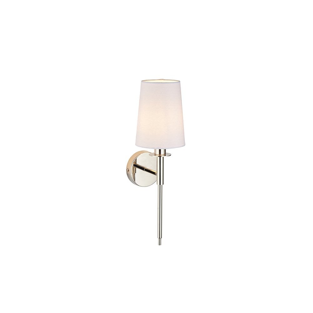 Endon 92949 1 Light Wall Light Bright Nickel Plate &amp; Vintage White Fabric Shade (S)