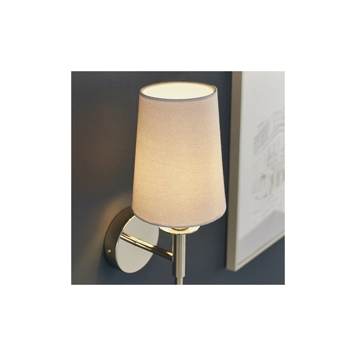 Endon 92949 1 Light Wall Light Bright Nickel Plate &amp; Vintage White Fabric Shade (S)