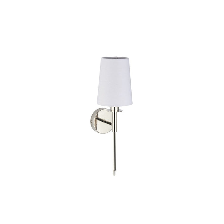 Endon 92949 1 Light Wall Light Bright Nickel Plate &amp; Vintage White Fabric Shade (S)