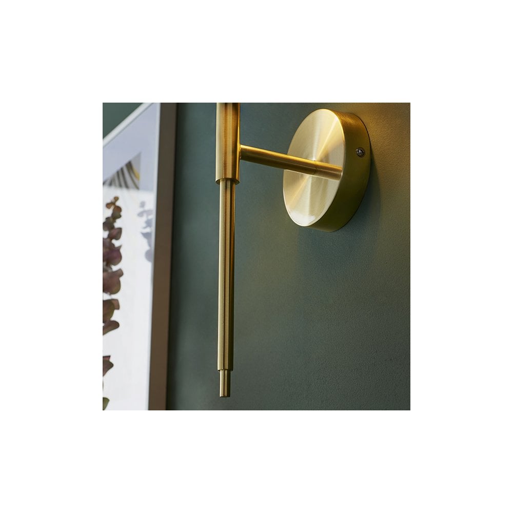 Endon 92955 1 Light Wall Light Satin Brass Plate &amp; Vintage White Fabric Shade (S)