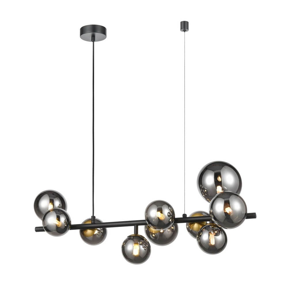 Franklite FL2457-10 Atmosphere 10 Light Pendant Black Smoked Glass (S)