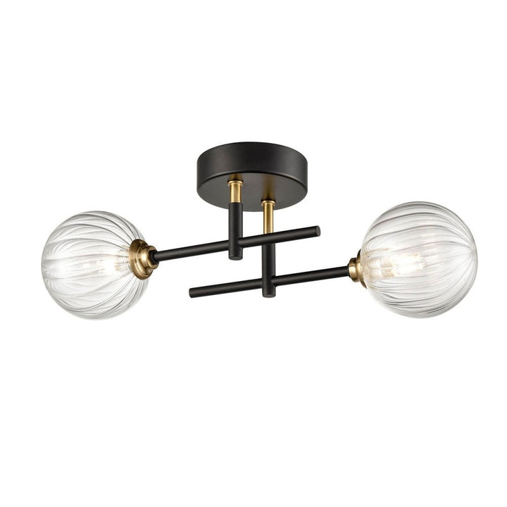 Franklite FL2463-2 Abstraction 2 Light Bathroom Ceiling / Wall Black Brass