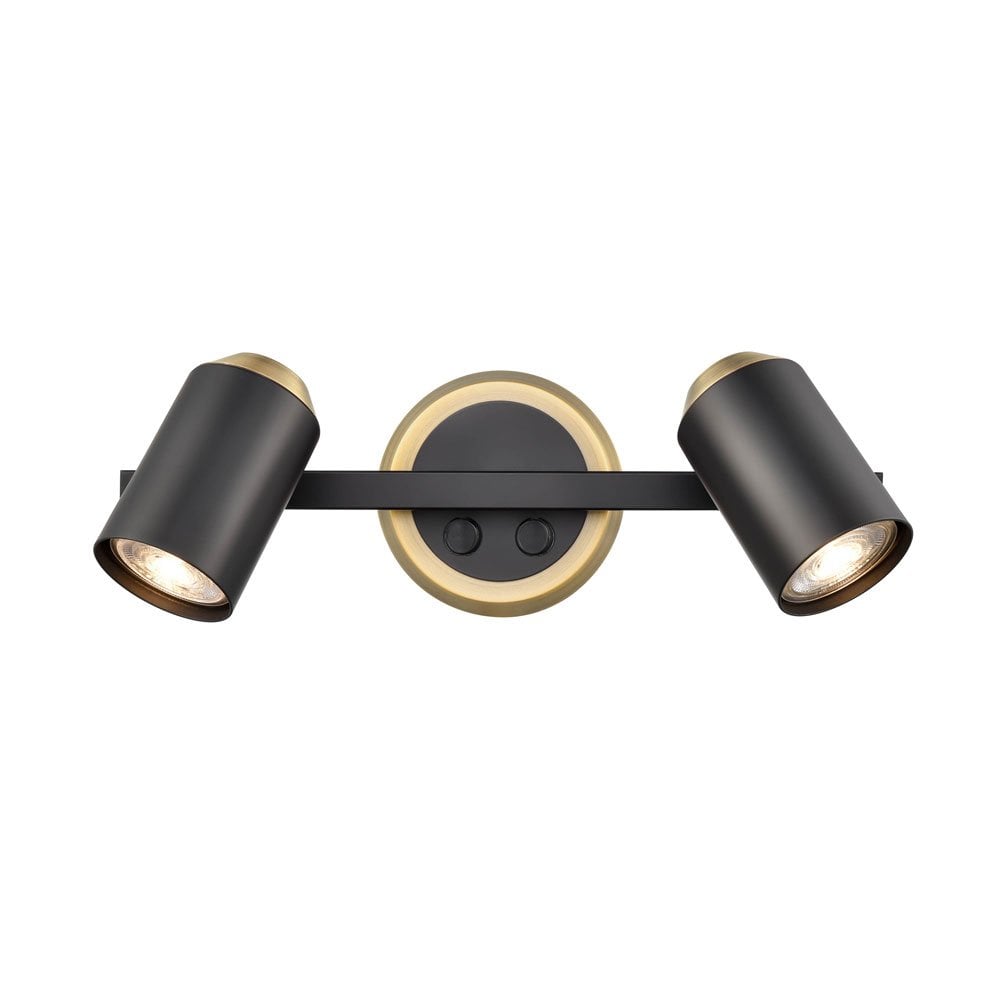 Franklite SPOT9102 Hollywood 2 Light Spotlight Wall Bracket Black Brass