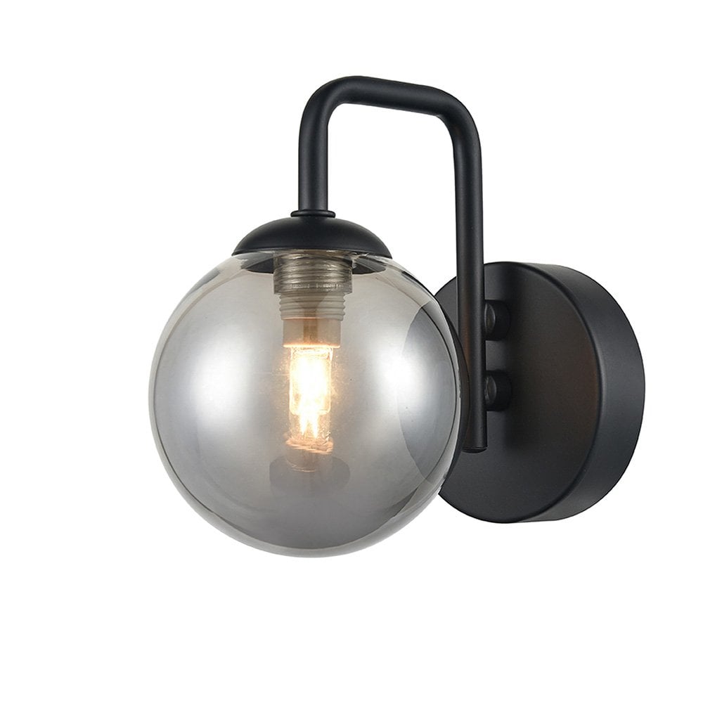 Franklite FL2438-1 Prophecy 1 Light Wall Bracket Black Smoke Glass (S)