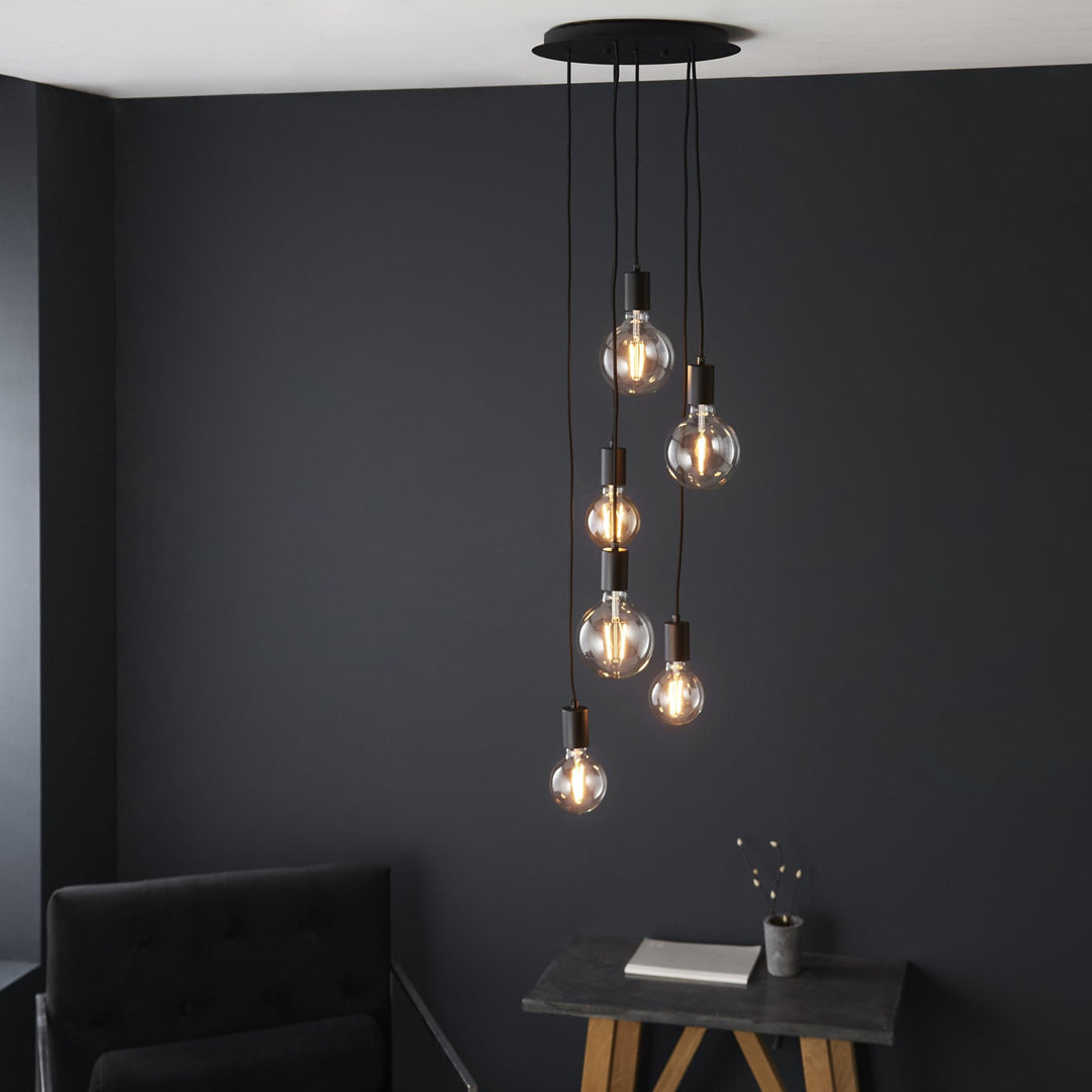 Endon 81535 Studio 6 Light Pendant Black (S)