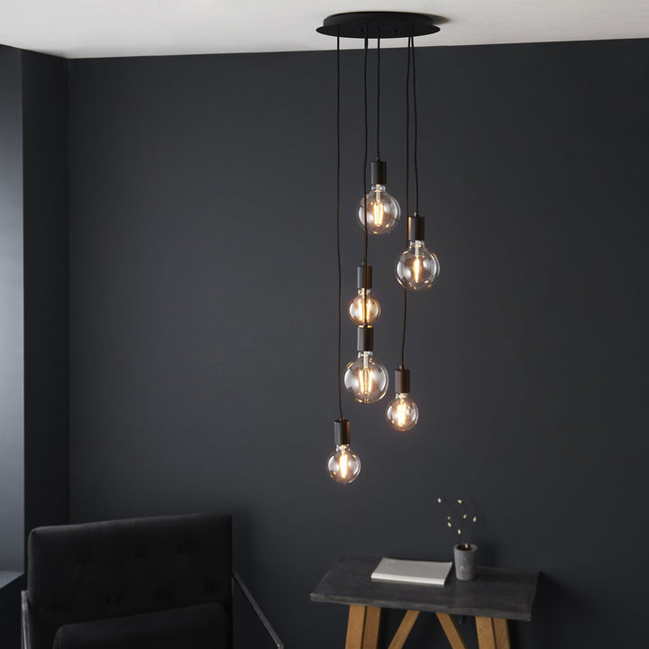 Endon 81535 Studio 6 Light Pendant Black (S)