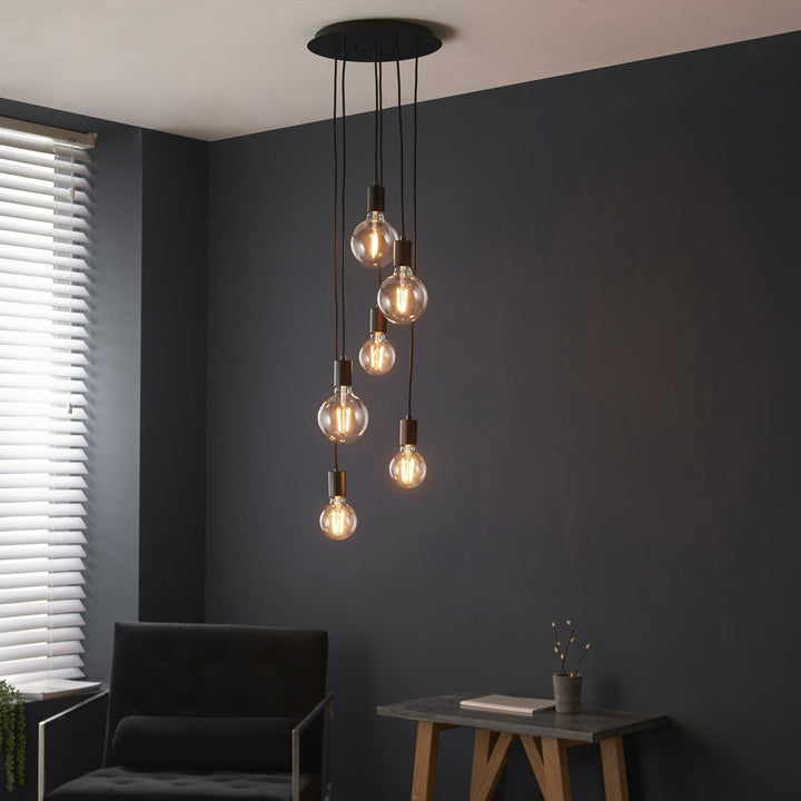 Endon 81535 Studio 6 Light Pendant Black (S)