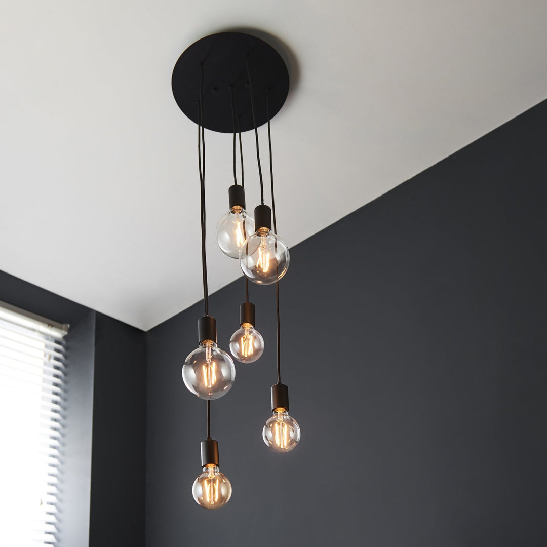 Endon 81535 Studio 6 Light Pendant Black (S)