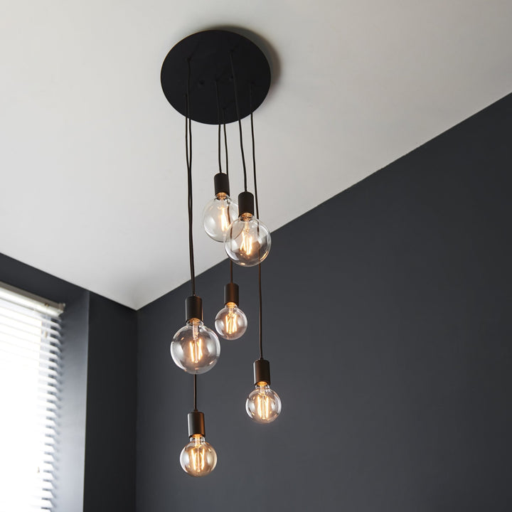 Endon 81535 Studio 6 Light Pendant Black (S)