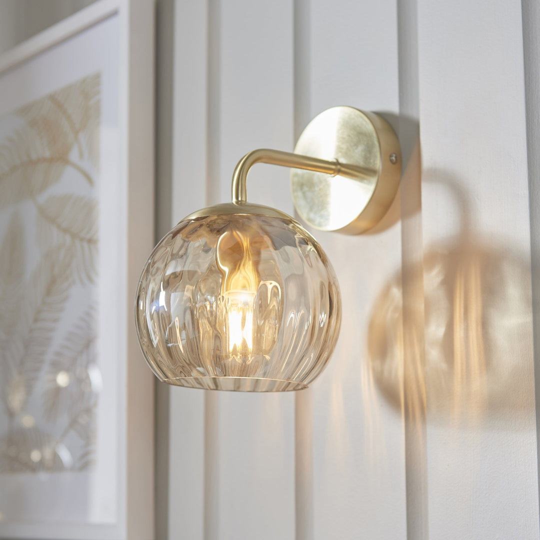 Endon 91970 Dimple 1 Light Wall Light Brass Champagne (S)