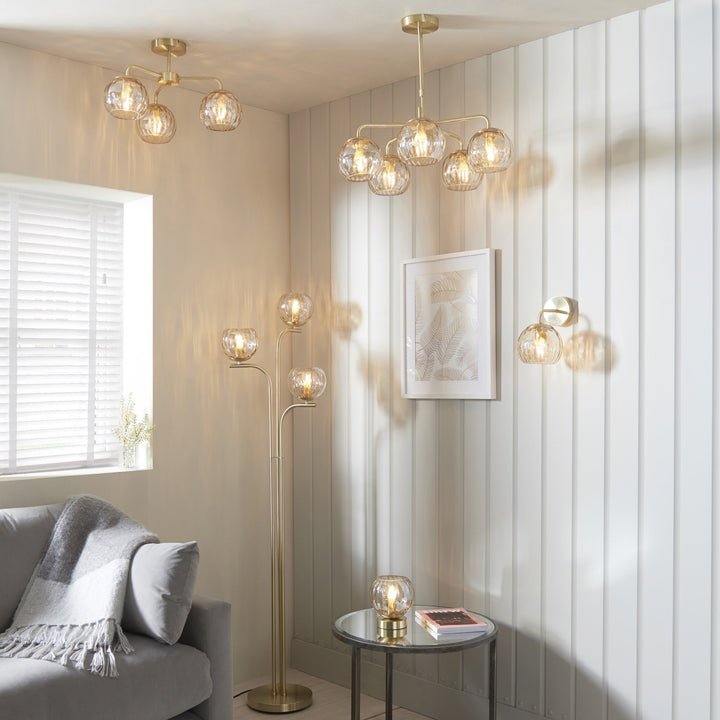 Endon 91970 Dimple 1 Light Wall Light Brass Champagne (S)