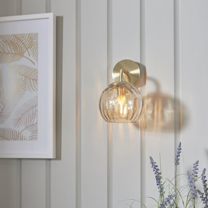 Endon 91970 Dimple 1 Light Wall Light Brass Champagne (S)