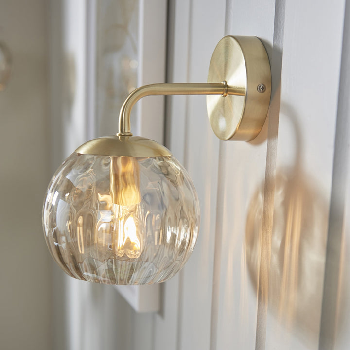 Endon 91970 Dimple 1 Light Wall Light Brass Champagne (S)