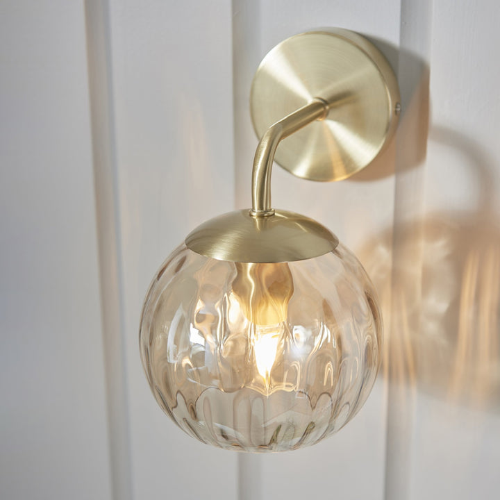 Endon 91970 Dimple 1 Light Wall Light Brass Champagne (S)