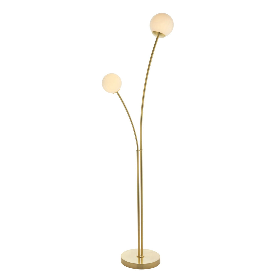 Endon 92219 Bloom 2 Light Floor Lamp Brass Opal (S)