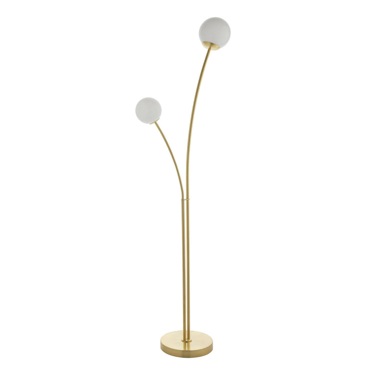Endon 92219 Bloom 2 Light Floor Lamp Brass Opal (S)
