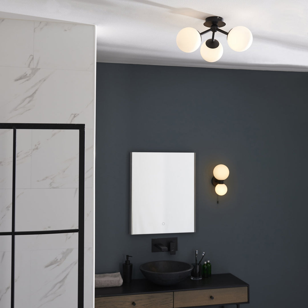 Endon 93523 Pulsa 2 Light Bathroom Wall Light Black White (SD)