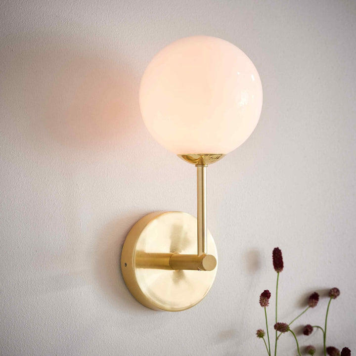 Endon 75960 Otto 1 Light Wall Light Brass Opal (S)