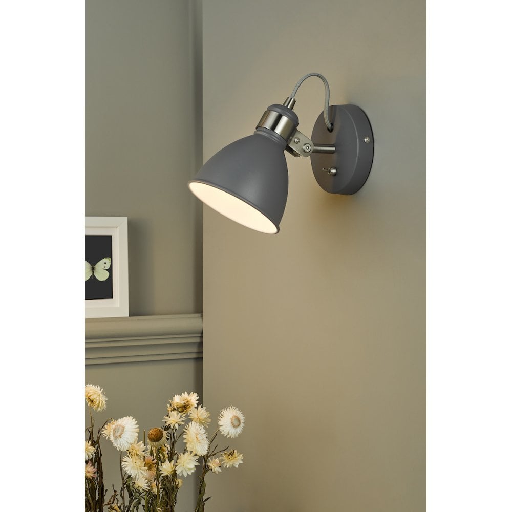 Dar FRE0737 Frederick Single Wall Light Dark Grey Satin Chrome (S)