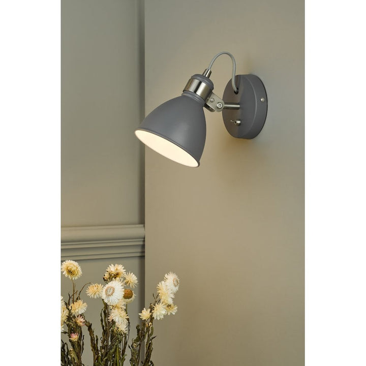 Dar FRE0737 Frederick Single Wall Light Dark Grey Satin Chrome (S)