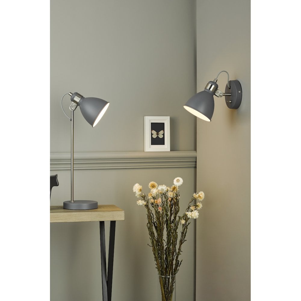 Dar FRE0737 Frederick Single Wall Light Dark Grey Satin Chrome (S)